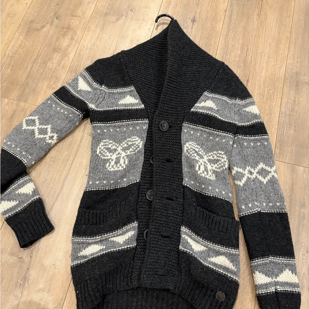 TNA Black and Gray Cardigan Sweater